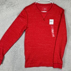 Sonoma Thermal Sweater‎ Adult Small Red Waffle Knit Crewneck Pullover Mens NEW